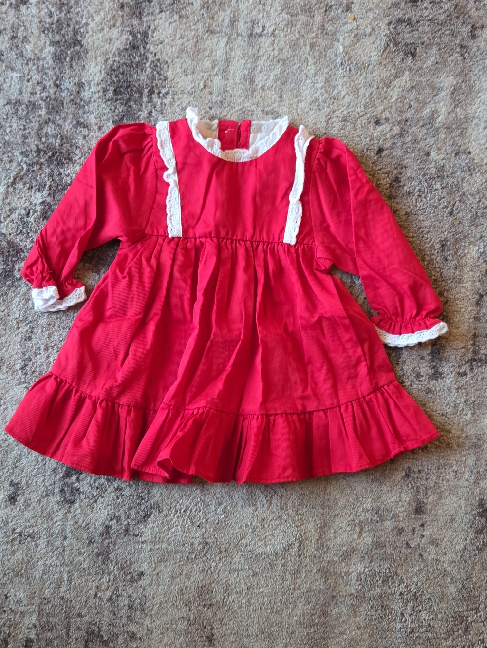 Cecil & Lou Red Dress Lace Detail Infant Size 3 Months 100% Cotton